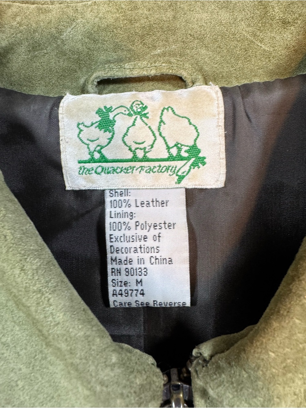 Quacker Factory Green Suede Pumpkin Embroidered Leather Jacket - Picture 3 of 7